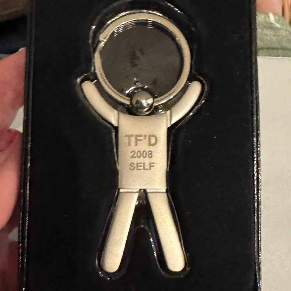 Keychain Key Ring‎ Metal TF'D Self 2008 Silver Tone Person Shaped